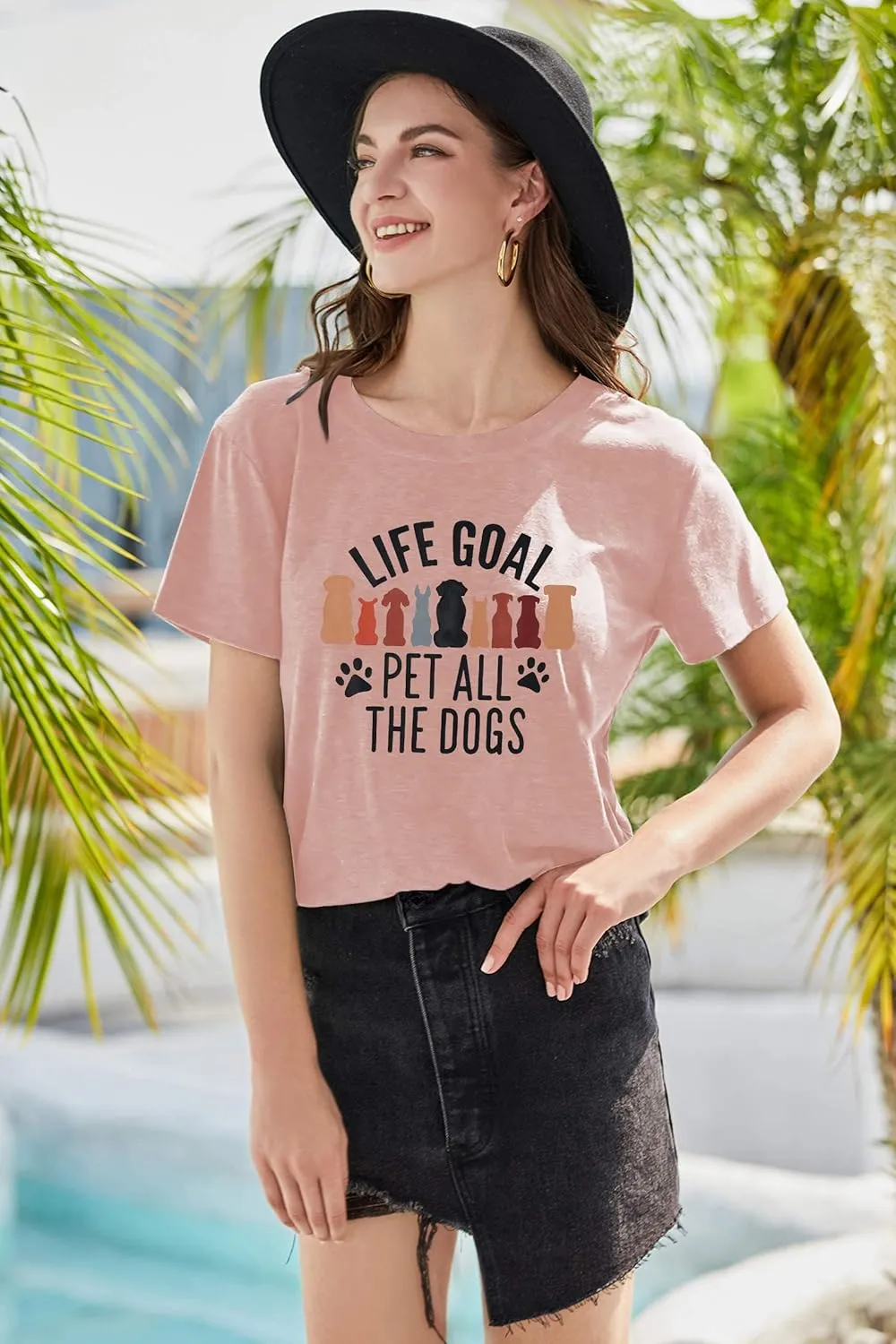Dog Mom T-Shirt for Women - Pet Lover Shirt With Funny Saying Letter Print - All The Dogs Dog Mama Tee Top