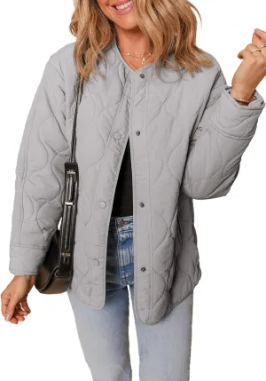 Dokotoo Womens Quilted Lightweight Jackets Button Down Puffer Jacket Coats Padded Outwear with Pockets