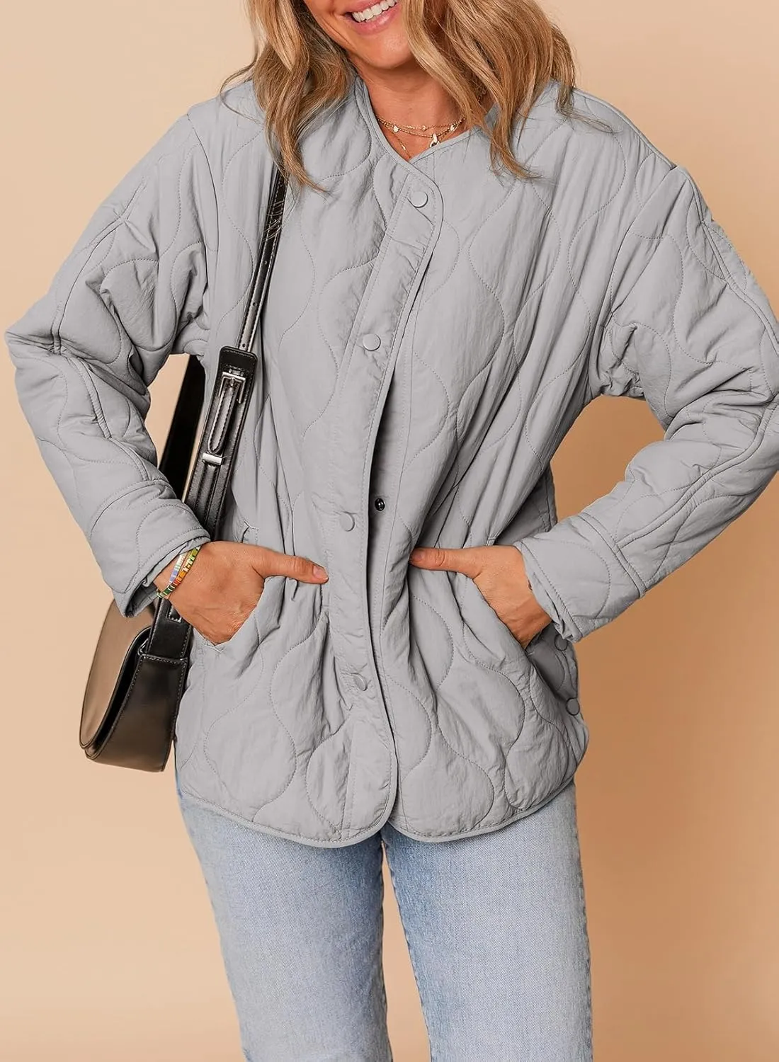 Dokotoo Womens Quilted Lightweight Jackets Button Down Puffer Jacket Coats Padded Outwear with Pockets