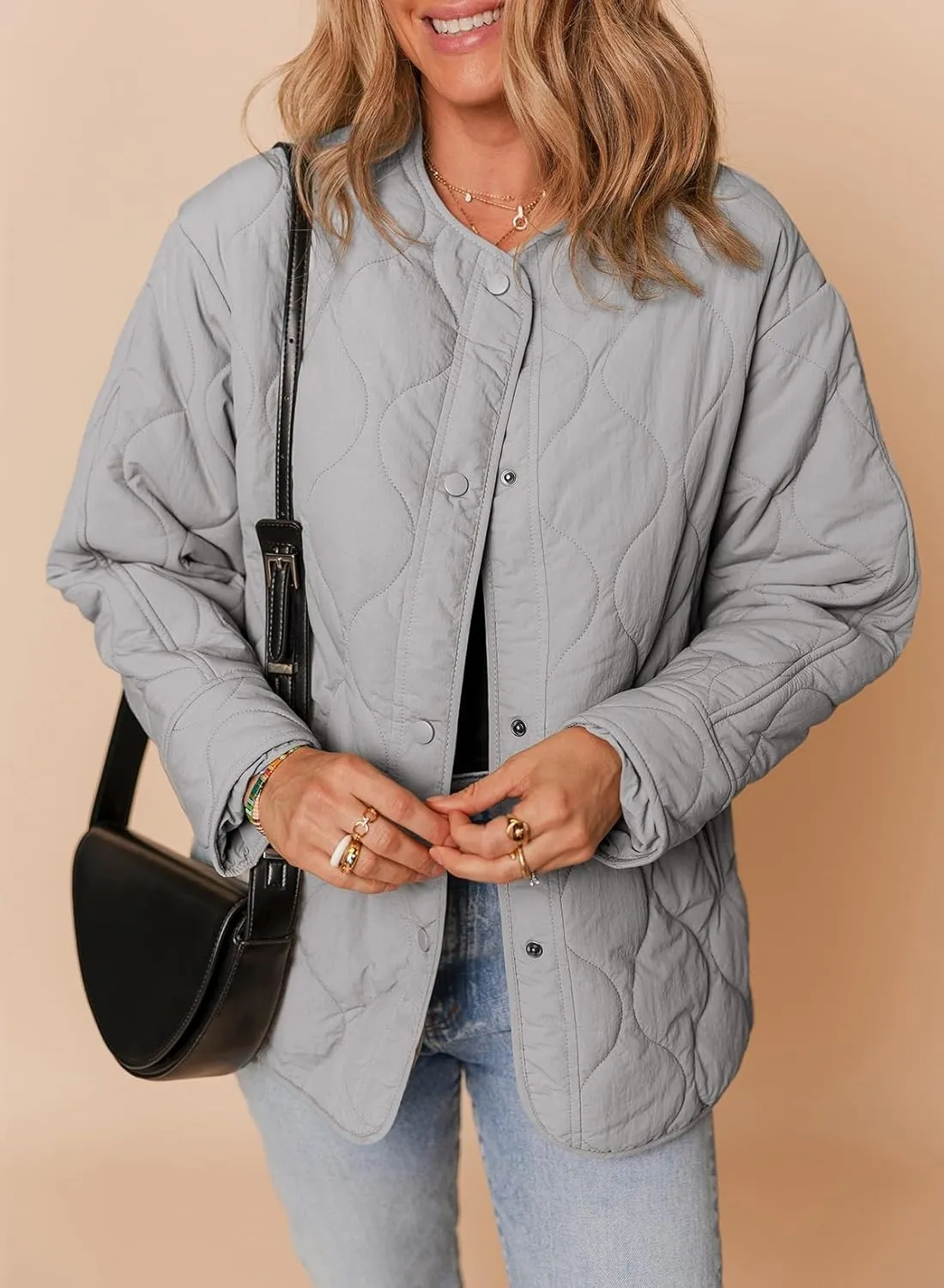 Dokotoo Womens Quilted Lightweight Jackets Button Down Puffer Jacket Coats Padded Outwear with Pockets