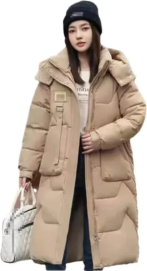 Down Padded Jacket Women's Winter Clothing Style Loose Cotton-Padded Coat Mid-Length Padded Jacket Bread Coat
