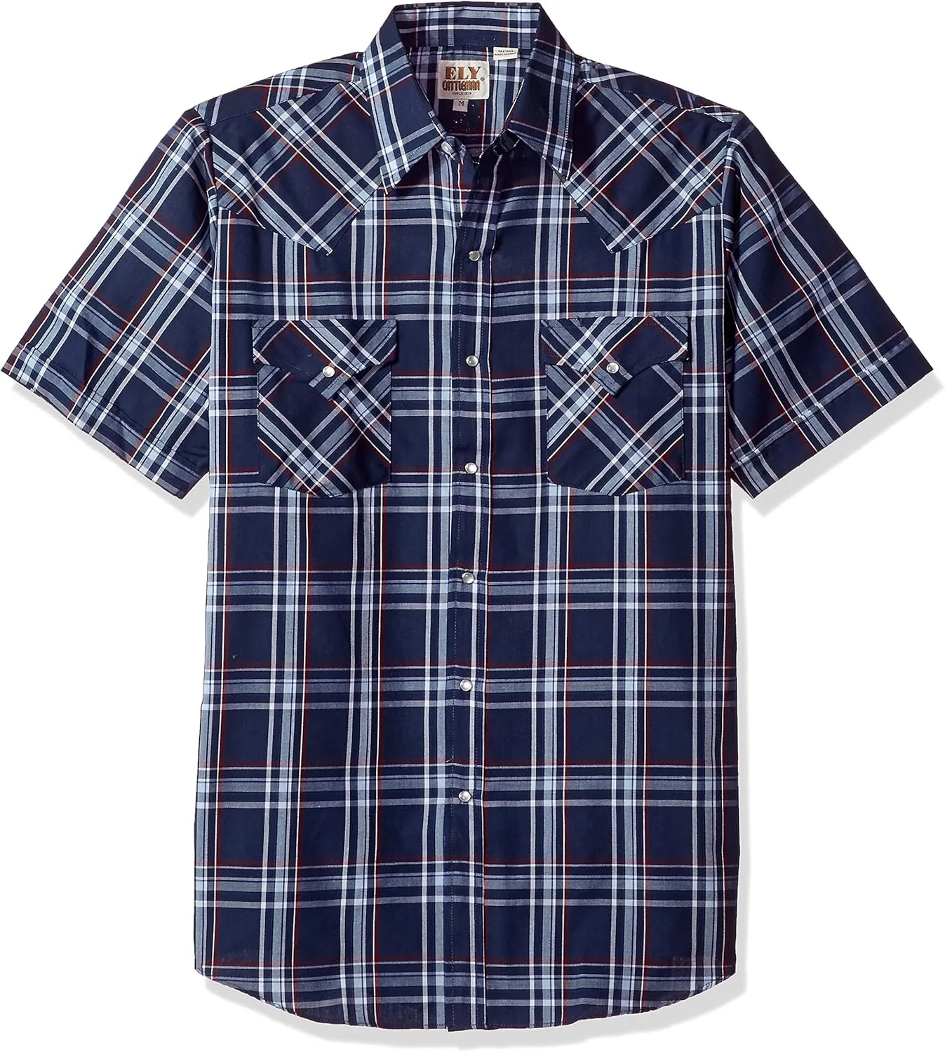 ELY CATTLEMAN Men's Short Sleeve Plaid Western Shirt