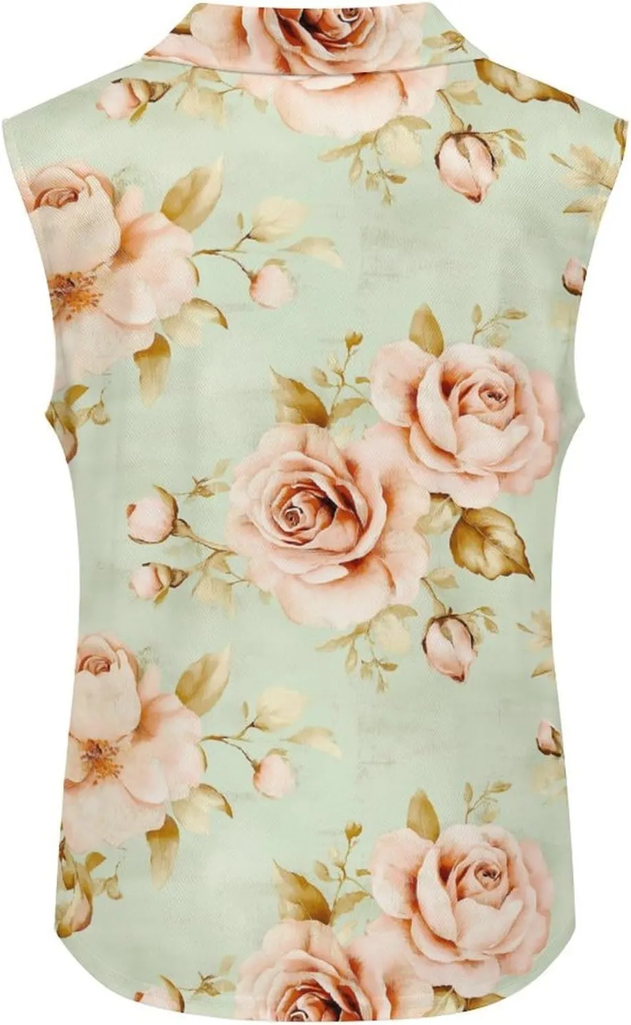 ENLACHIC Women's Golf Shirts Sleeveless Floral Printed Collar V Neck Tank Tops Quick Dry Athletic Tennis Polo Shirt