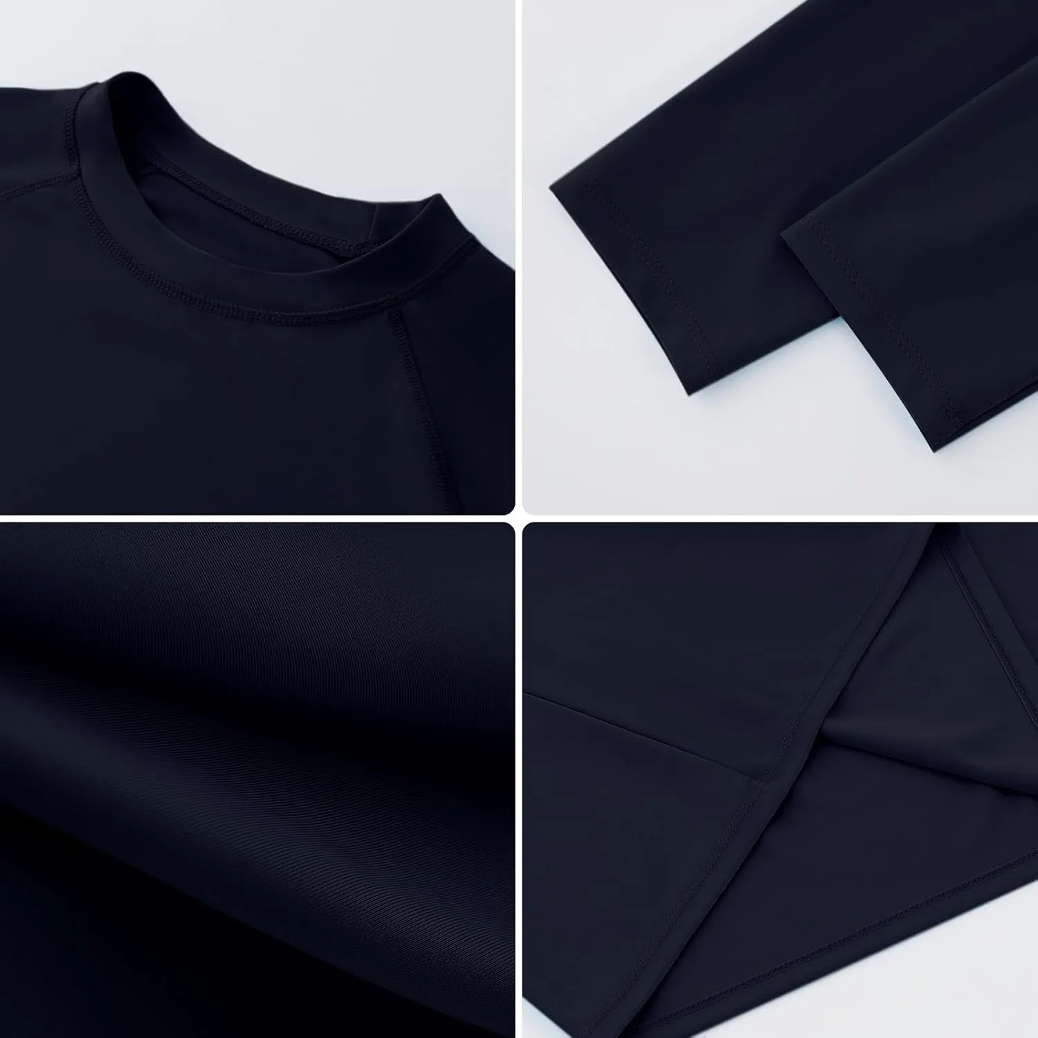 ESTAMICO 2 Pack Men Rash Guard Quick Dry Long Sleeve Swim Shirts UPF 50  UV Sun Protection Swim Tee