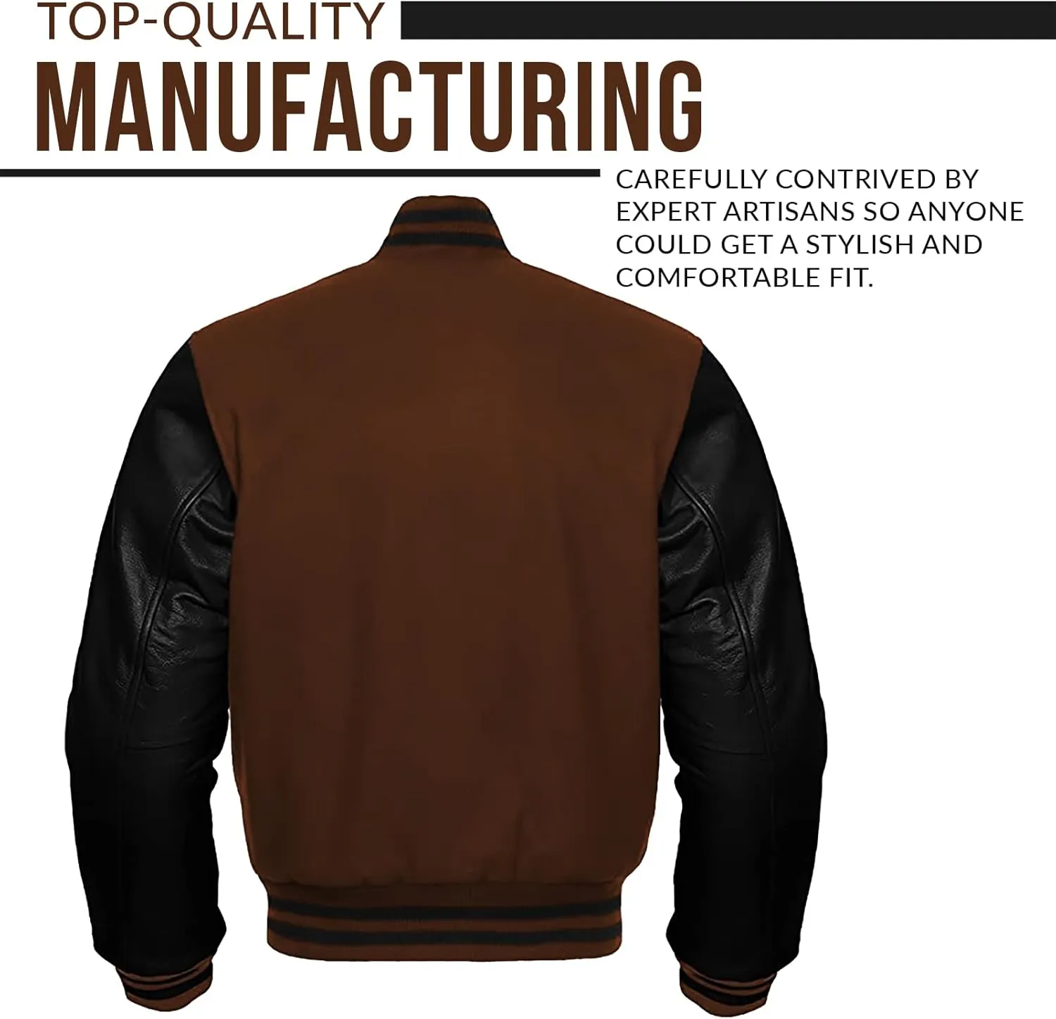 ESTEK Letterman Jackets Premium men's Varsity Jacket for School College Baseball Bomber Jacket with Genuine Leather Sleeves