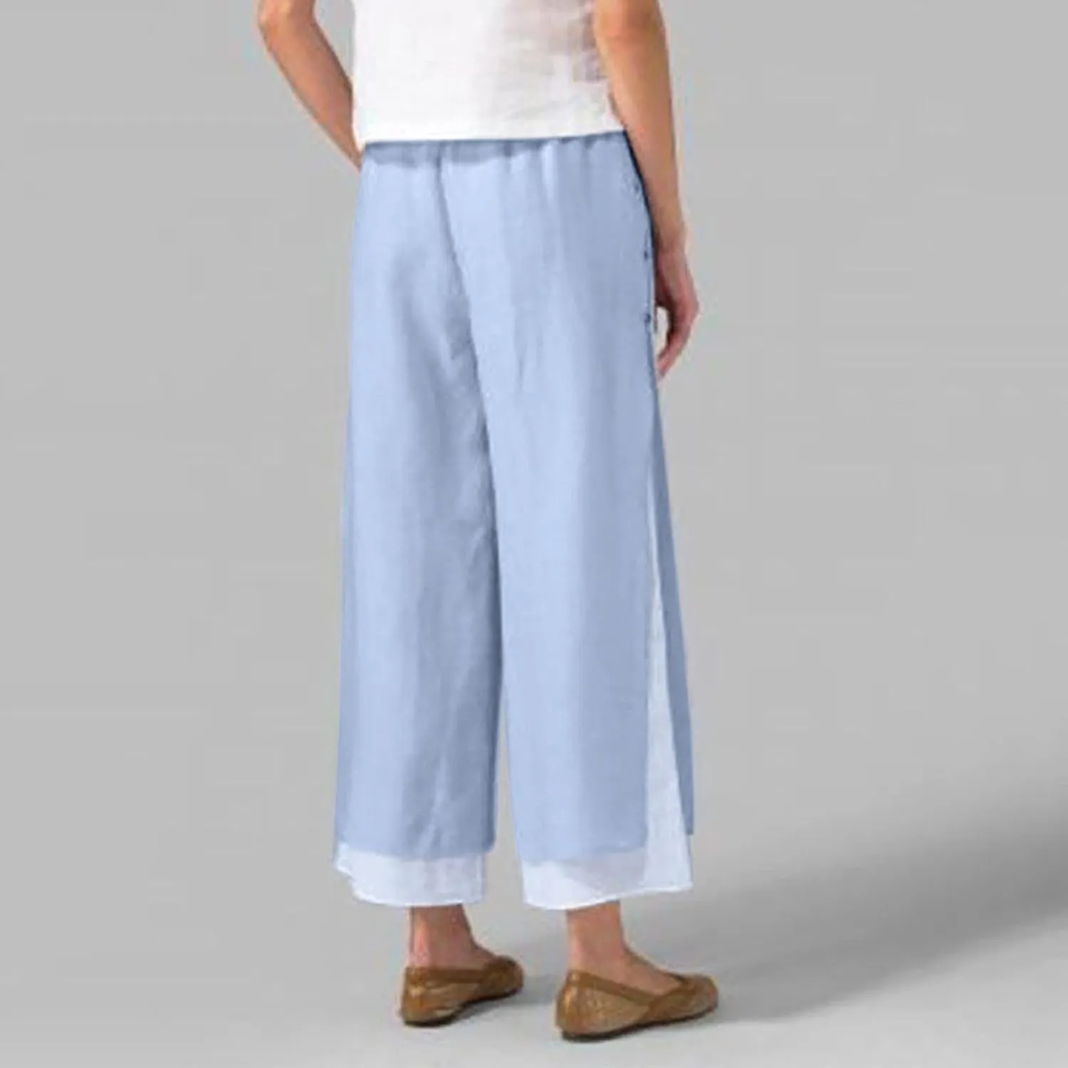 Flowy Pants for Women Shorts Daisy Fashion Print Pocket Wide Leg Button Loose Pants Linen Set for Women Outfits for