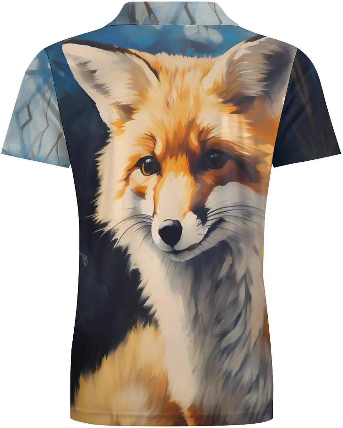 Fox Painting Men's Polo Shirt Short Sleeve Casual Athletic Quick Dry Golf T-Shirts