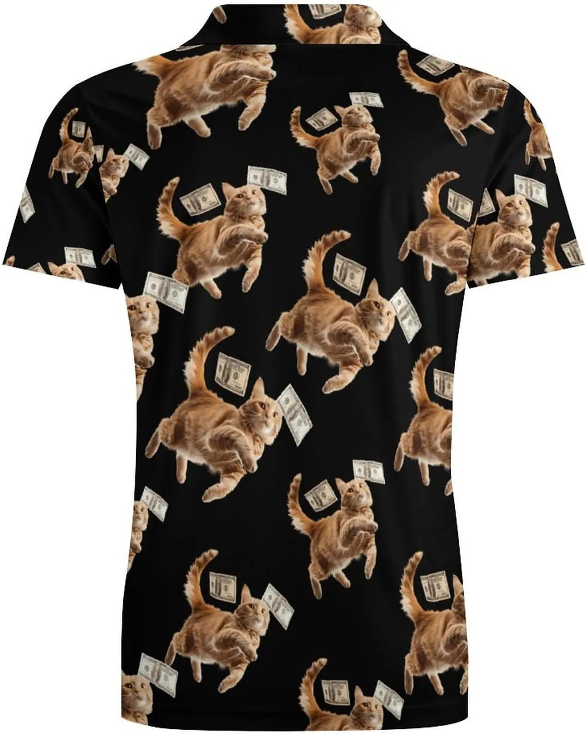 Funny Cat Grab 100 Dollar Men's Polo Shirt Short Sleeve Casual Athletic Quick Dry Golf T-Shirts