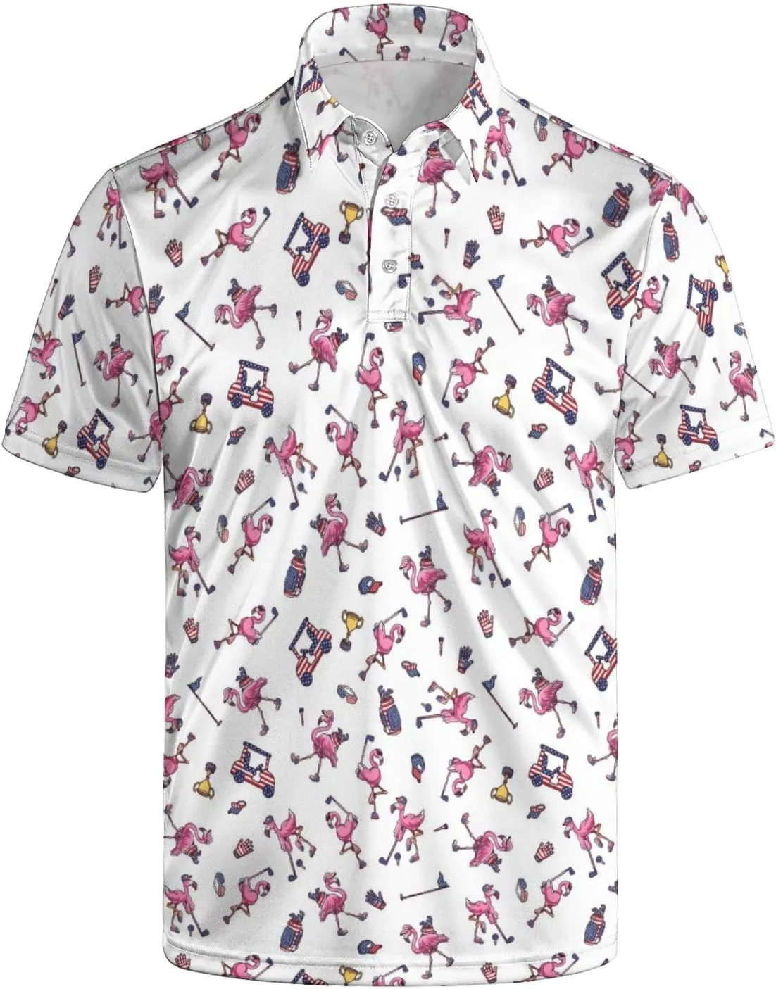 Funny Golf Polos for Men Funny Print Short Sleeve Shirts Quick Dry Polo Shirts Hawaiian Shirt Performance Golf Outfits