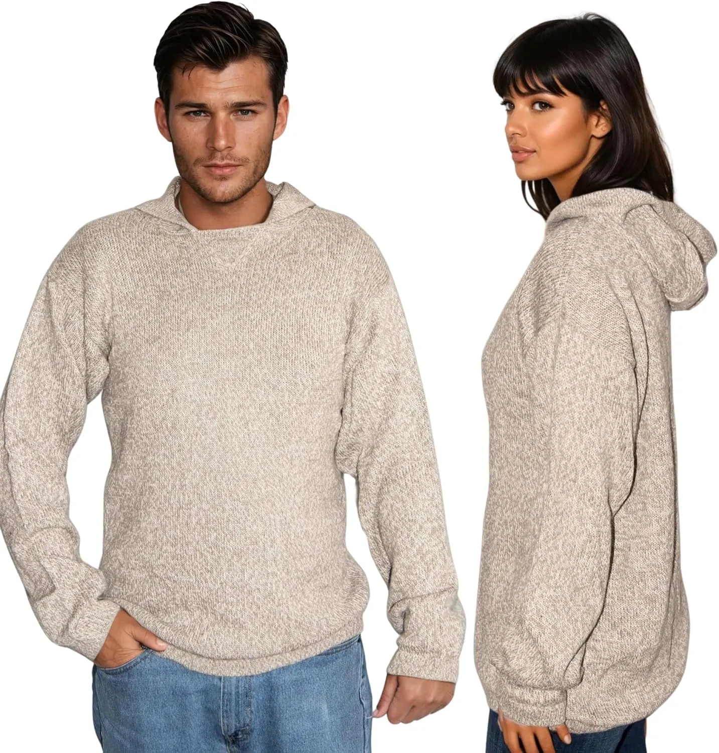 Gamboa Alpaca Hooded Sweater for Men and Women Light and Softness Hoodie Wool Knitted Fall Winter Sweaters