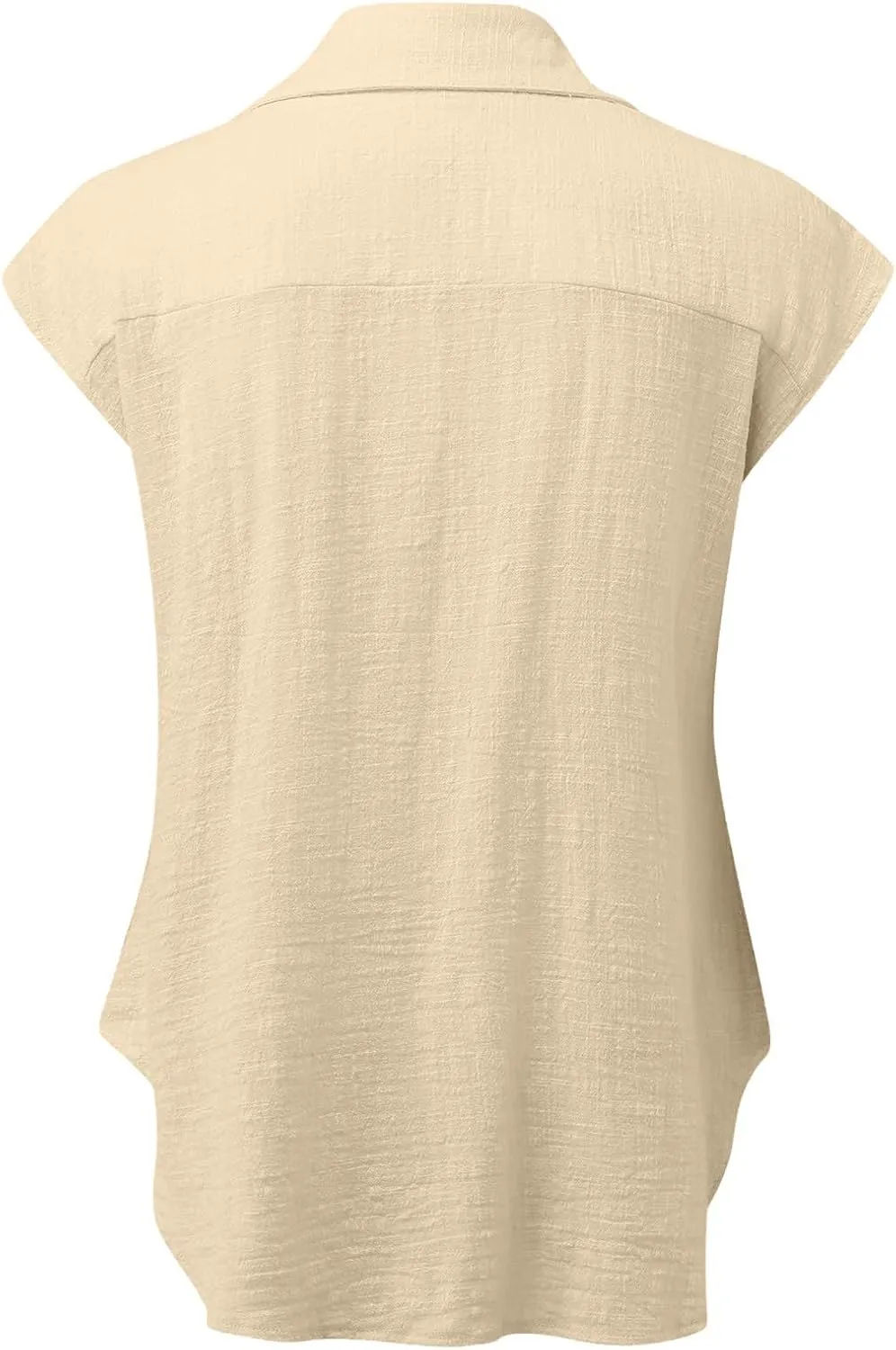 generic Womens Tops 2024 Button Down Dress Shirts Ladies Summer Cotton Linen Short Sleeve Blouse Casual Beach Tee Plus Size