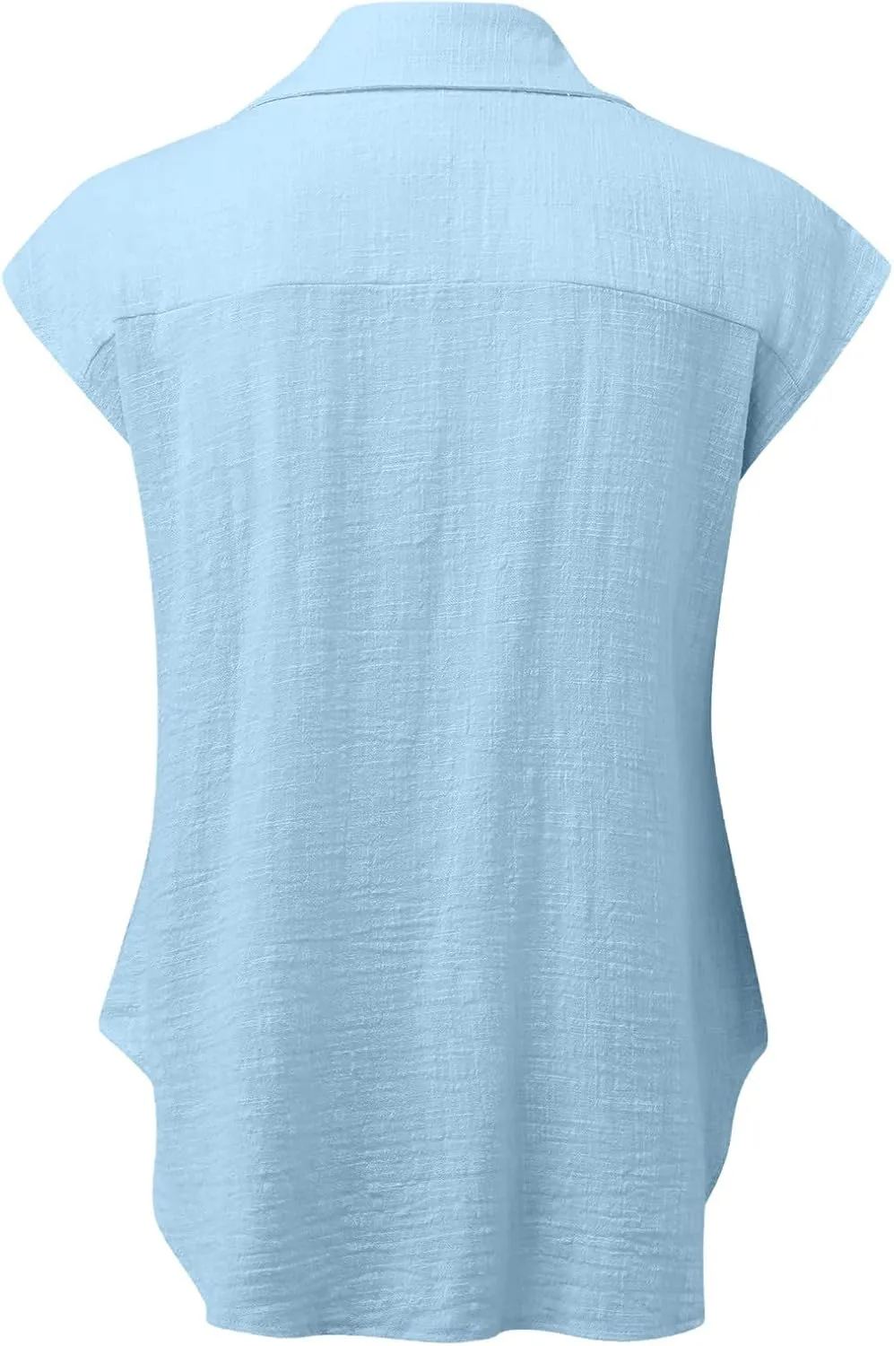 generic Womens Tops 2024 Button Down Dress Shirts Ladies Summer Cotton Linen Short Sleeve Blouse Casual Beach Tee Plus Size