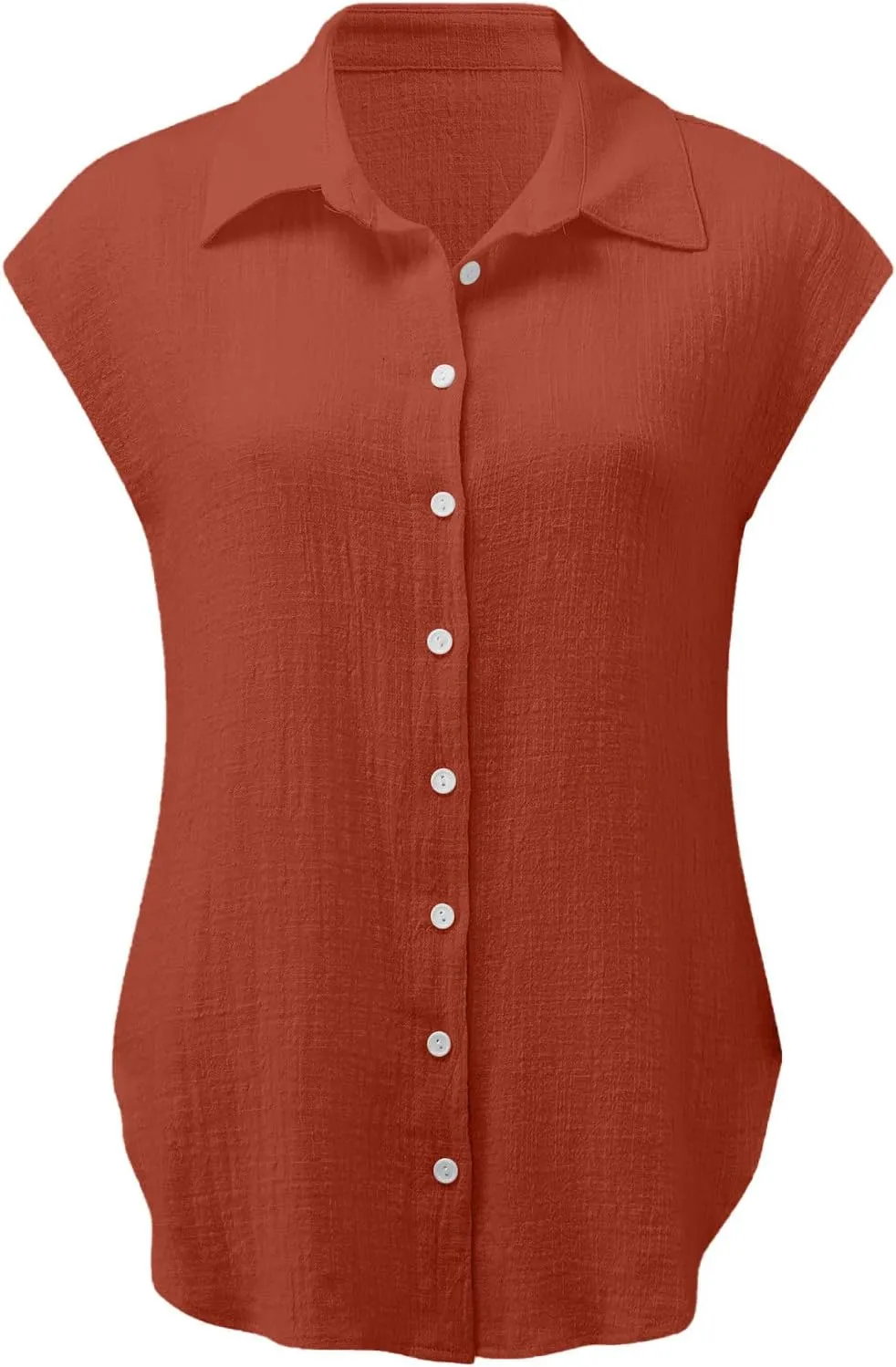 generic Womens Tops 2024 Button Down Dress Shirts Ladies Summer Cotton Linen Short Sleeve Blouse Casual Beach Tee Plus Size