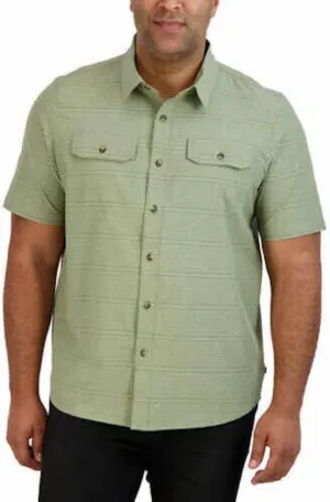Gerry Men's Short Sleeve Button Up Stretch Comfort Quick Dry Woven Camp Shirt with UV Protection
