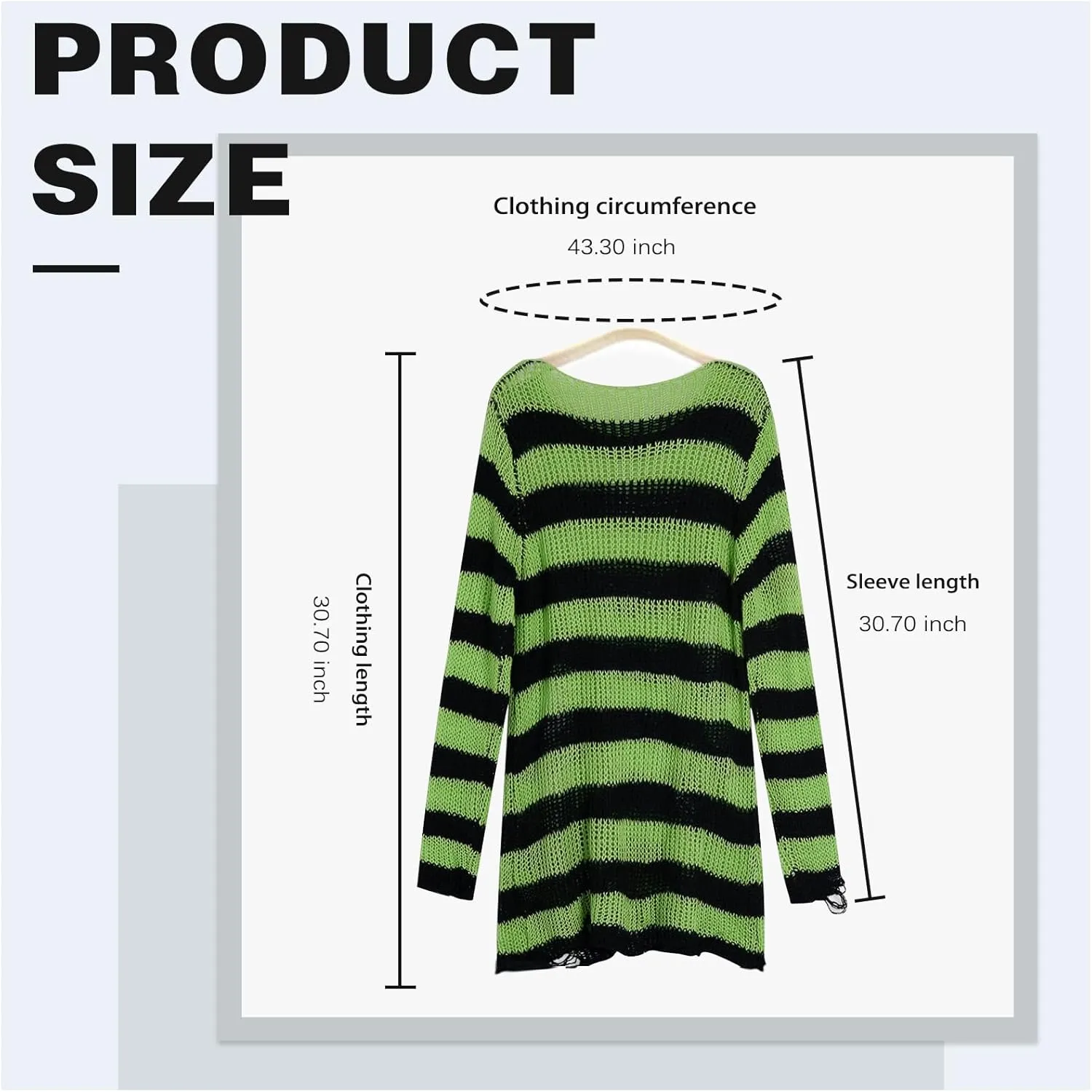 Goth Y2K Striped Sweater with Belt Ripped Punk Gothic Long Sweaters Grunge Distressed Halloween Pullover Tops for Women