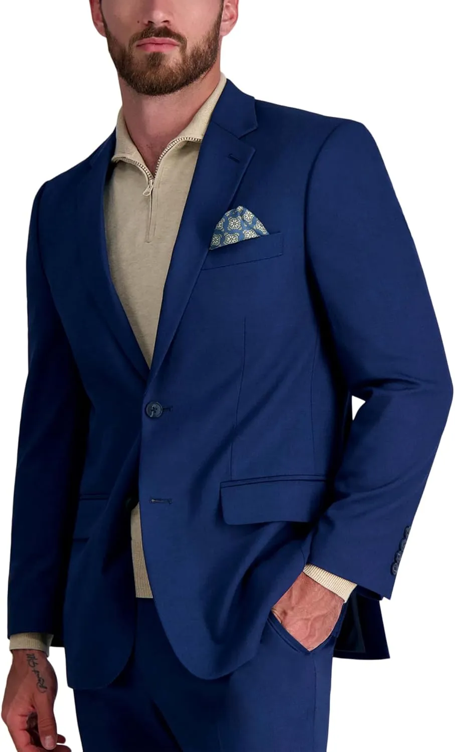 Haggar Men's Classic Fit Sharkskin Suit Seperates-Pant and Jacket