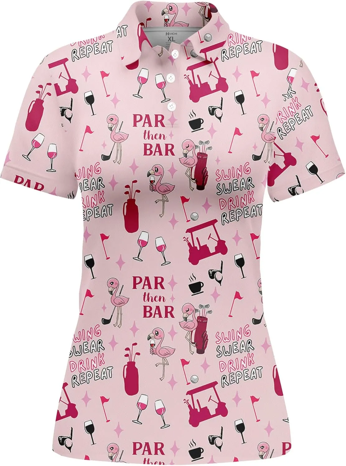HIVICHI Funny Golf Shirts for Women Cute Crazy Print Short Sleeve Moisture Wicking Womens Polo Shirt