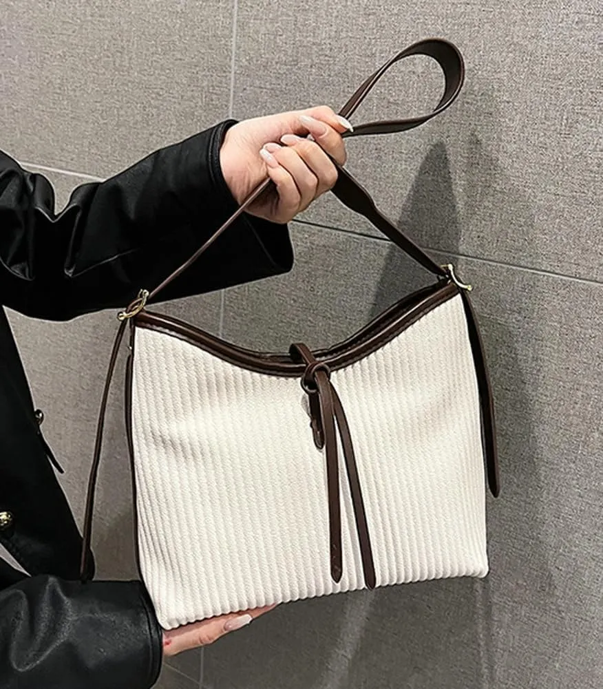 Hobo Bags for Women Vegan Leather Tote Bag Trendy Striped Shoulder Crossbody Bag Purse Handbag