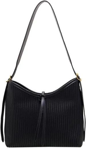 Hobo Bags for Women Vegan Leather Tote Bag Trendy Striped Shoulder Crossbody Bag Purse Handbag