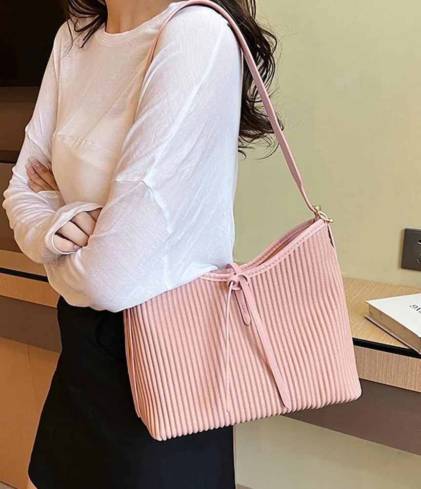 Hobo Bags for Women Vegan Leather Tote Bag Trendy Striped Shoulder Crossbody Bag Purse Handbag