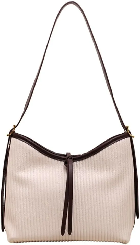 Hobo Bags for Women Vegan Leather Tote Bag Trendy Striped Shoulder Crossbody Bag Purse Handbag