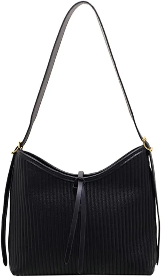 Hobo Bags for Women Vegan Leather Tote Bag Trendy Striped Shoulder Crossbody Bag Purse Handbag