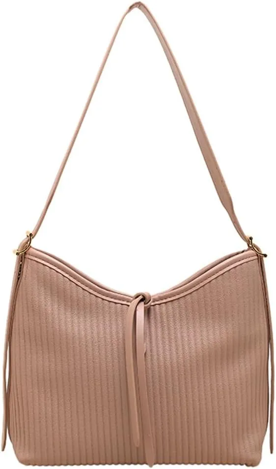 Hobo Bags for Women Vegan Leather Tote Bag Trendy Striped Shoulder Crossbody Bag Purse Handbag
