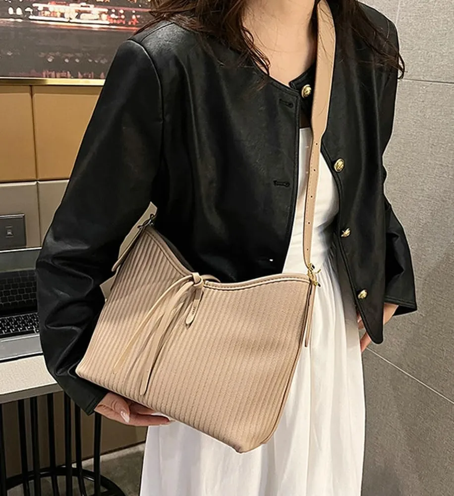 Hobo Bags for Women Vegan Leather Tote Bag Trendy Striped Shoulder Crossbody Bag Purse Handbag