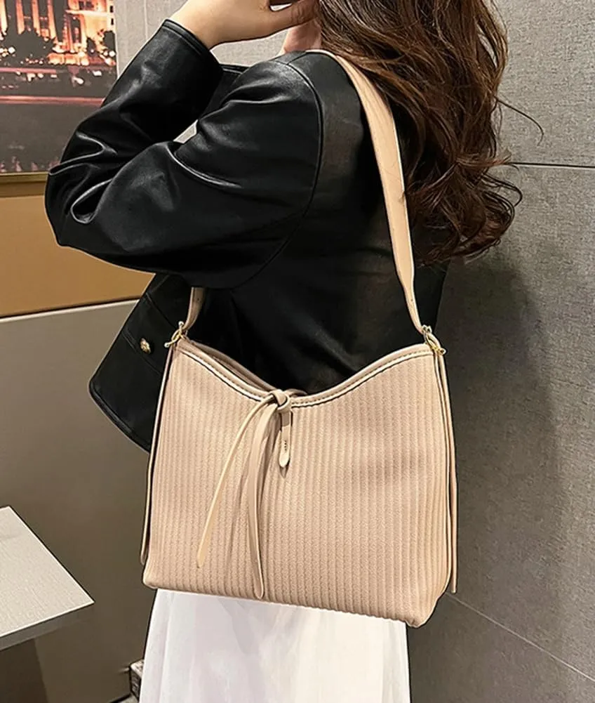Hobo Bags for Women Vegan Leather Tote Bag Trendy Striped Shoulder Crossbody Bag Purse Handbag