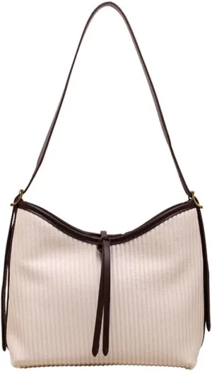 Hobo Bags for Women Vegan Leather Tote Bag Trendy Striped Shoulder Crossbody Bag Purse Handbag