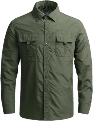 Hot Tactical Hiking Shirts Men Long Sleeve Cargo Work Shirt Summer Outdoor Quick-Dry Military Camping Hunting Fishing Work Shirt Long-EN8 Asian-XL