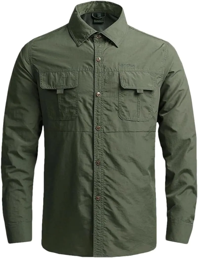 Hot Tactical Hiking Shirts Men Long Sleeve Cargo Work Shirt Summer Outdoor Quick-Dry Military Camping Hunting Fishing Work Shirt Long-EN8 Asian-XL