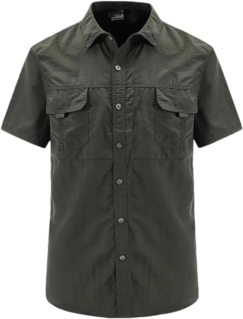 Hot Tactical Hiking Shirts Men Long Sleeve Cargo Work Shirt Summer Outdoor Quick-Dry Military Camping Hunting Fishing Work Shirt Short-EN8 Asian-XL