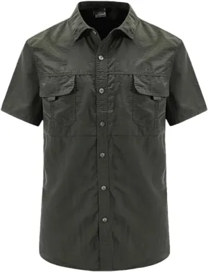 Hot Tactical Hiking Shirts Men Long Sleeve Cargo Work Shirt Summer Outdoor Quick-Dry Military Camping Hunting Fishing Work Shirt Short-EN8 Asian-XL