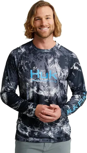 HUK Men's Pursuit Pattern Crew Sleeve, Performance Shirt