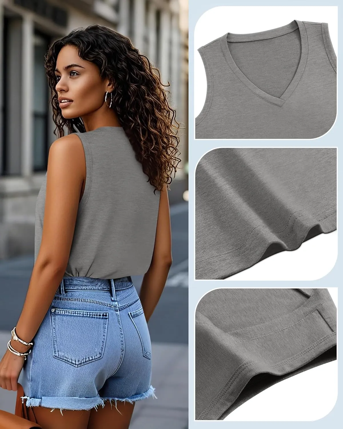 Huukeay 3 Pack Women's Tank Tops V Neck Loose Fit Casual Shirts Flowy Trendy Sleeveless Summer Basic Tee 2025 Fashion