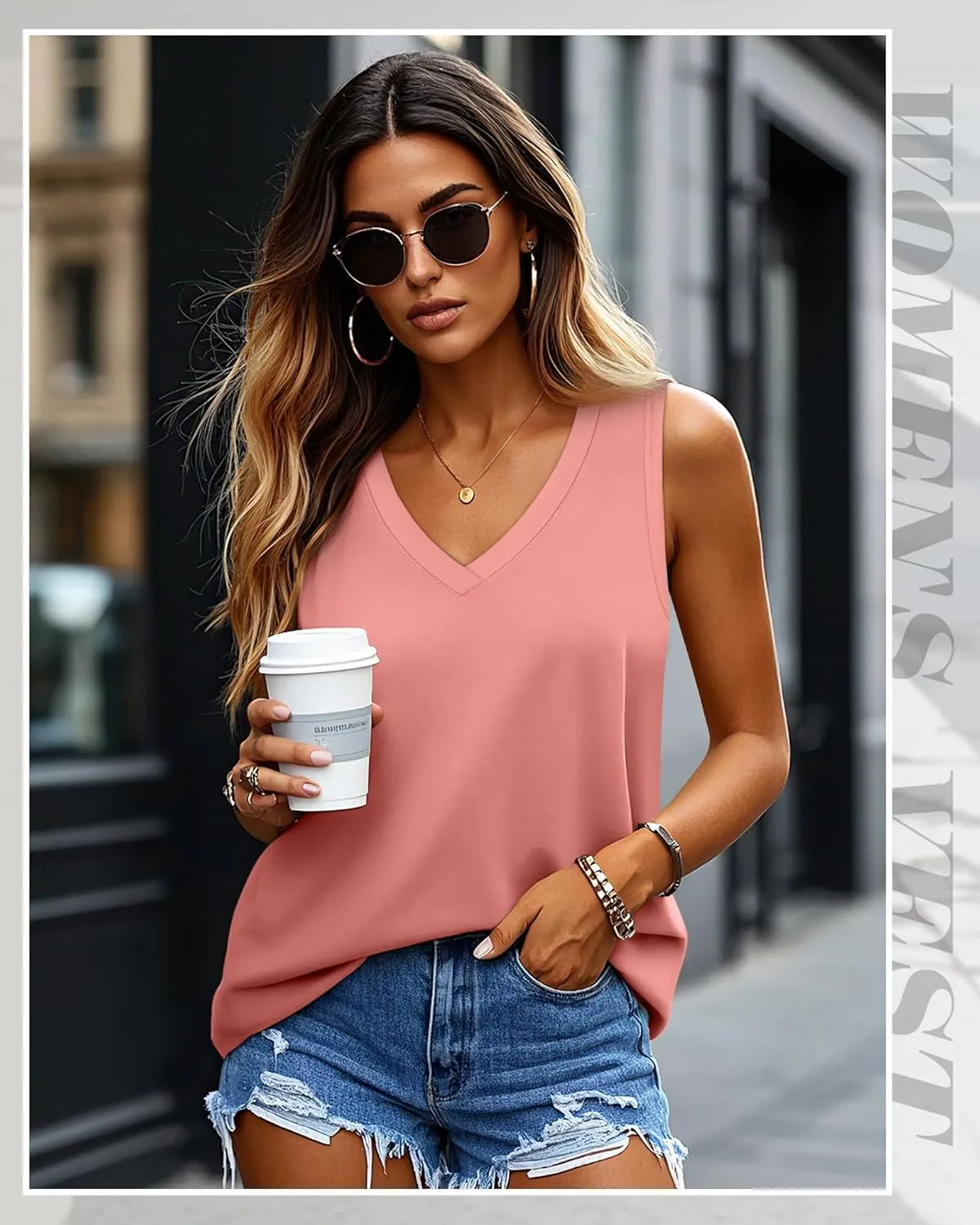 Huukeay 3 Pack Women's Tank Tops V Neck Loose Fit Casual Shirts Flowy Trendy Sleeveless Summer Basic Tee 2025 Fashion