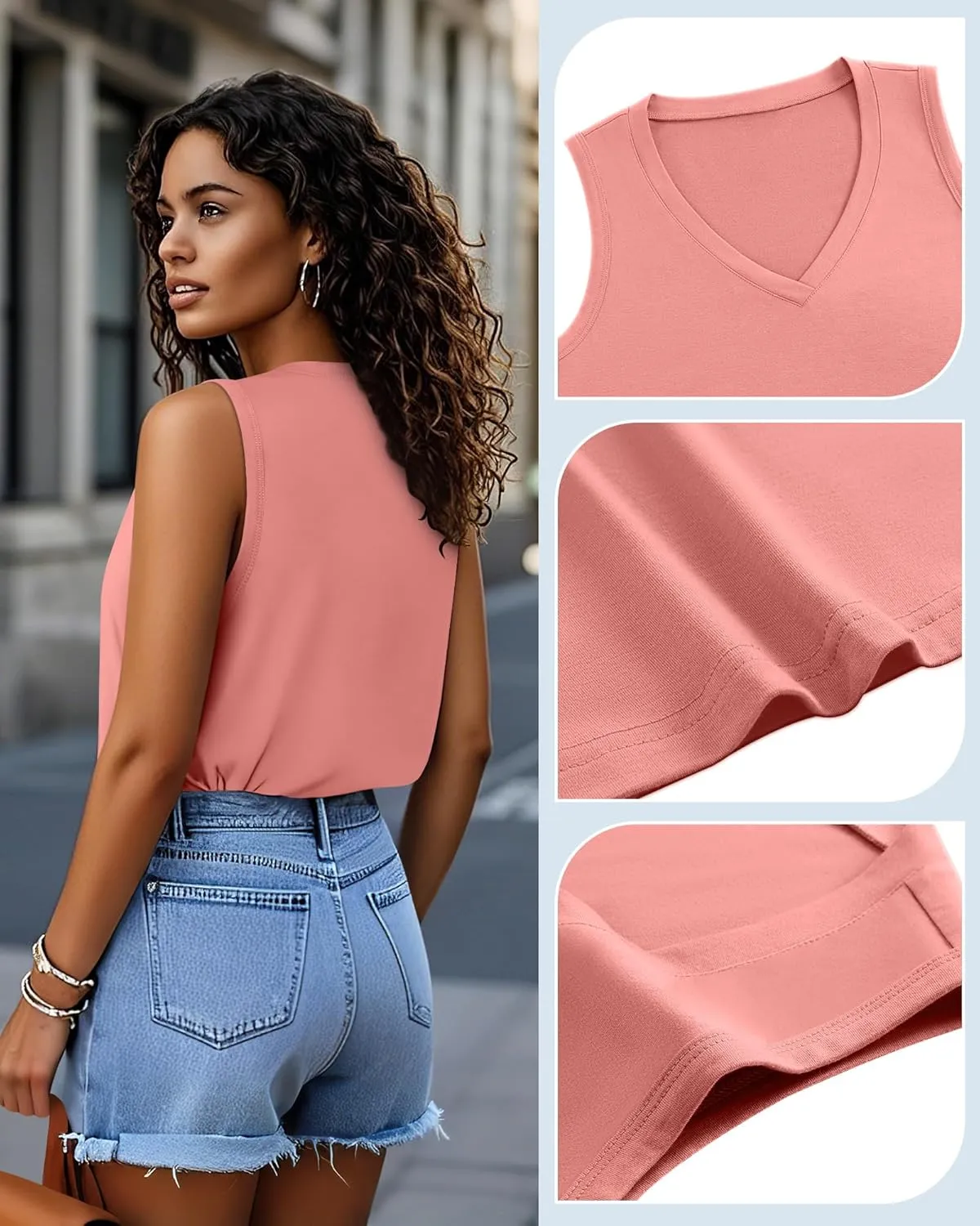 Huukeay 3 Pack Women's Tank Tops V Neck Loose Fit Casual Shirts Flowy Trendy Sleeveless Summer Basic Tee 2025 Fashion