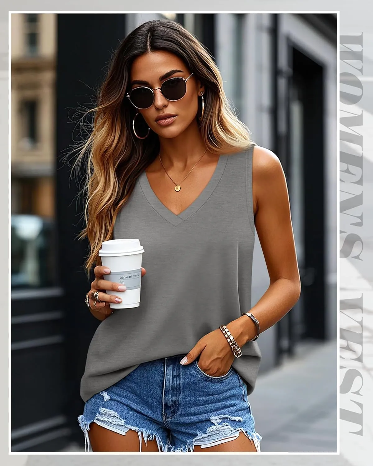 Huukeay 3 Pack Women's Tank Tops V Neck Loose Fit Casual Shirts Flowy Trendy Sleeveless Summer Basic Tee 2025 Fashion