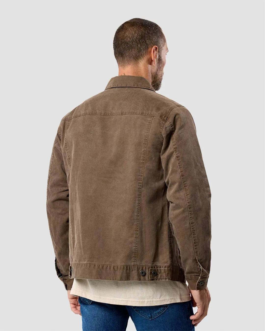 INTO THE AM Tradesman Trucker Jacket Men S-4XL Flannel Lined Workwear Cotton Canvas Jacket