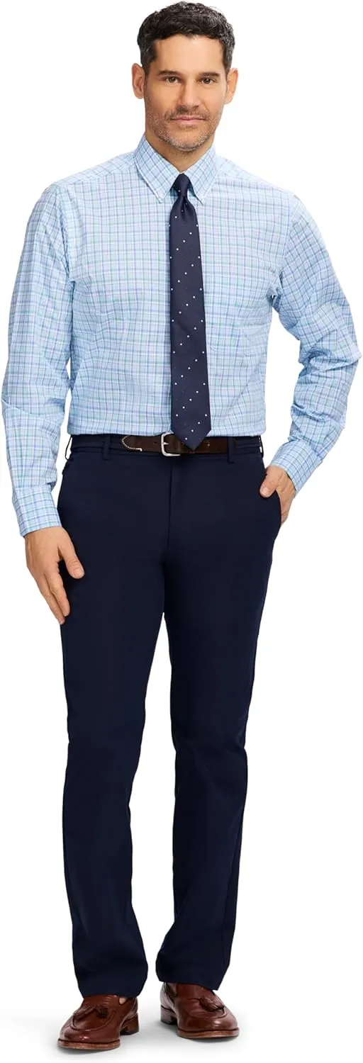IZOD Men's Dress Shirt Regular Fit Long Sleeve Wrinkle Free Stretch Button Down Collar