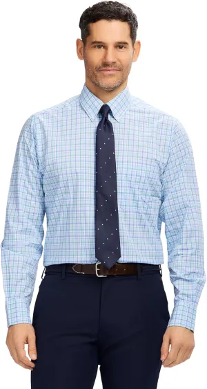 IZOD Men's Dress Shirt Regular Fit Long Sleeve Wrinkle Free Stretch Button Down Collar