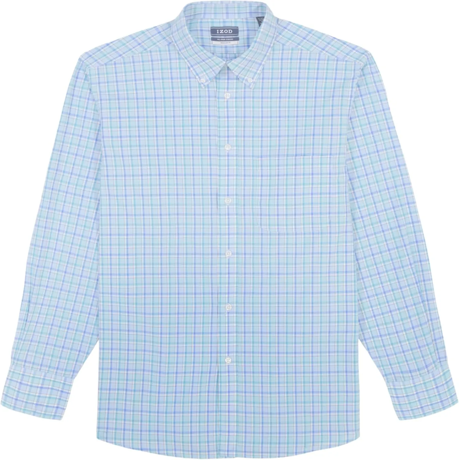 IZOD Men's Dress Shirt Regular Fit Long Sleeve Wrinkle Free Stretch Button Down Collar
