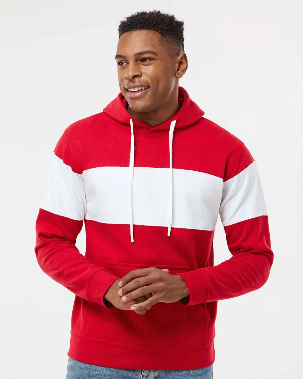 J. America Varsity Fleece Colorblocked Hooded Sweatshirt