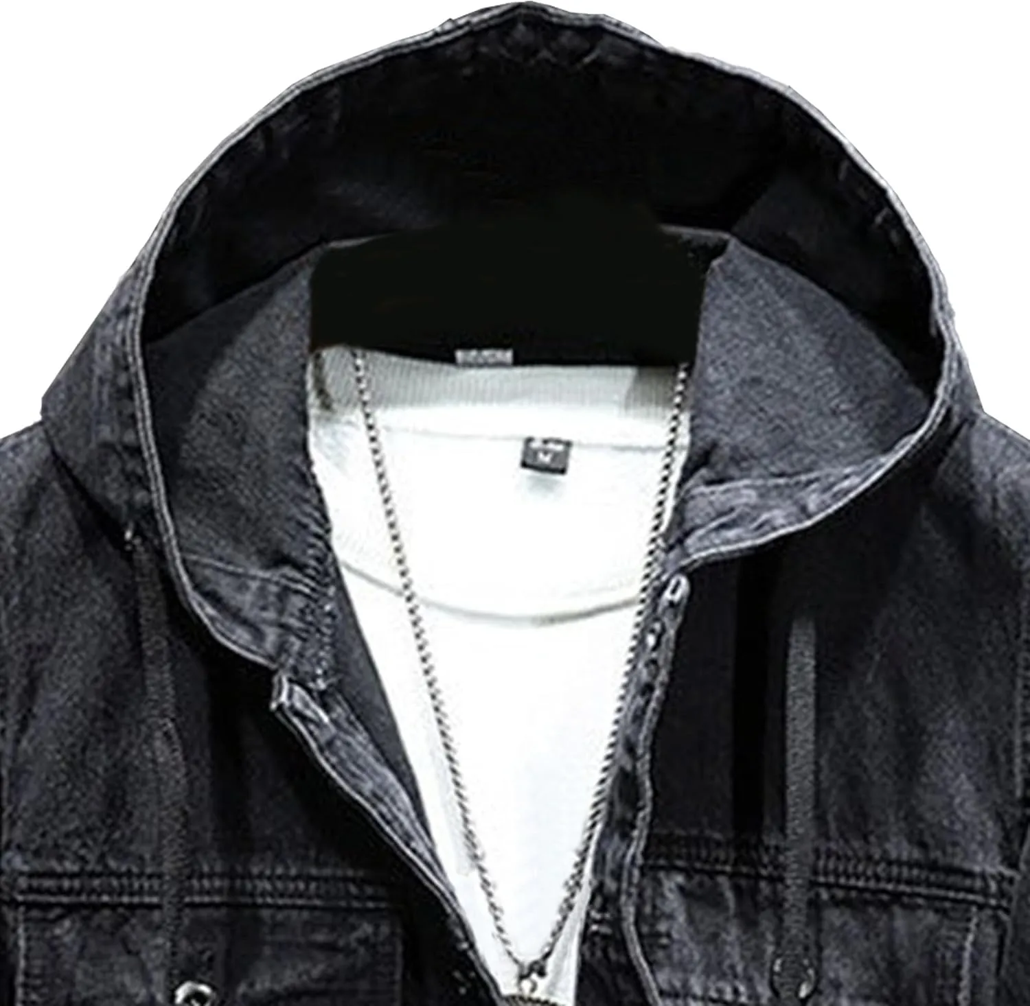 JEKE-DG Men Hoodie Jean Jacket Casual Slim Fit Denim Jacket Casual Long Sleeve Distressed Trucker Outwear with Hood