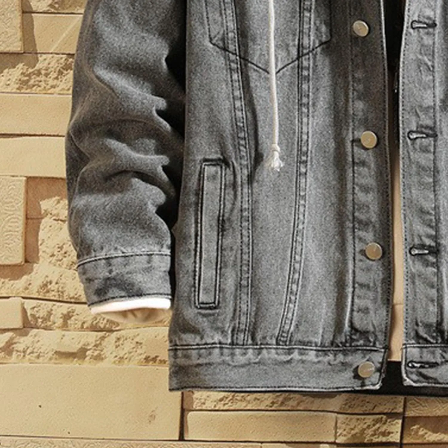 JEKE-DG Men Hoodie Jean Jacket Casual Slim Fit Denim Jacket Casual Long Sleeve Distressed Trucker Outwear with Hood