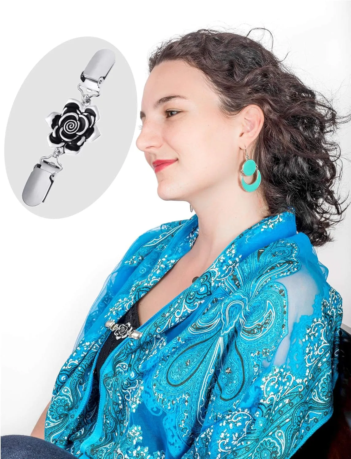 Jetec 4 Pieces Vintage Sweater Shawl Clips Retro Cardigan Collar Dress Shirt Brooch Clips for Women Wearing, 4 Styles