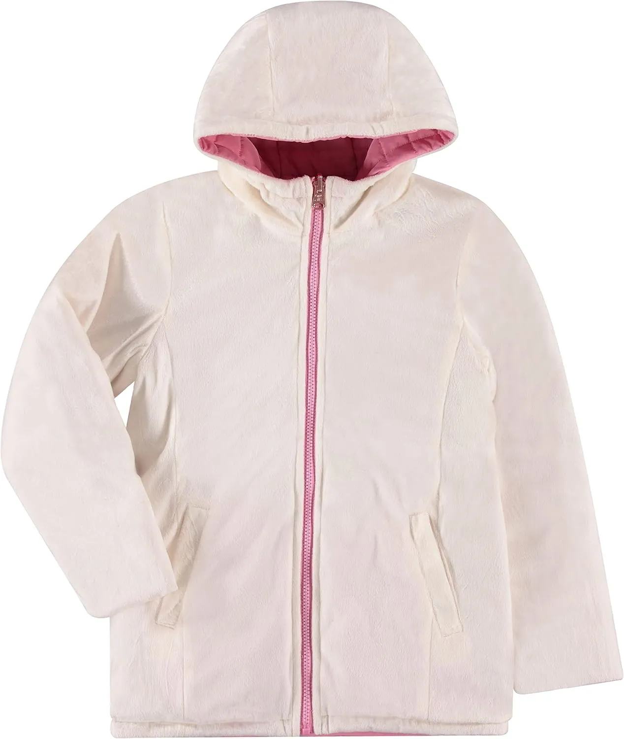 Juicy Couture Girls Reversable Coat, Faux Fur Hooded Winter Jacket, Warm Padded Parka Hoodie, Kids Heavyweight Winter Coat