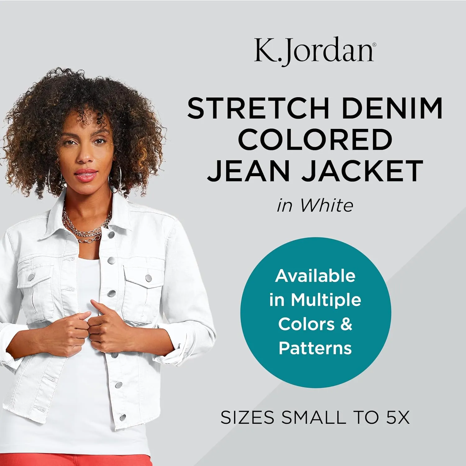 K. Jordan Womens Stretch Denim Colored Jean Jacket