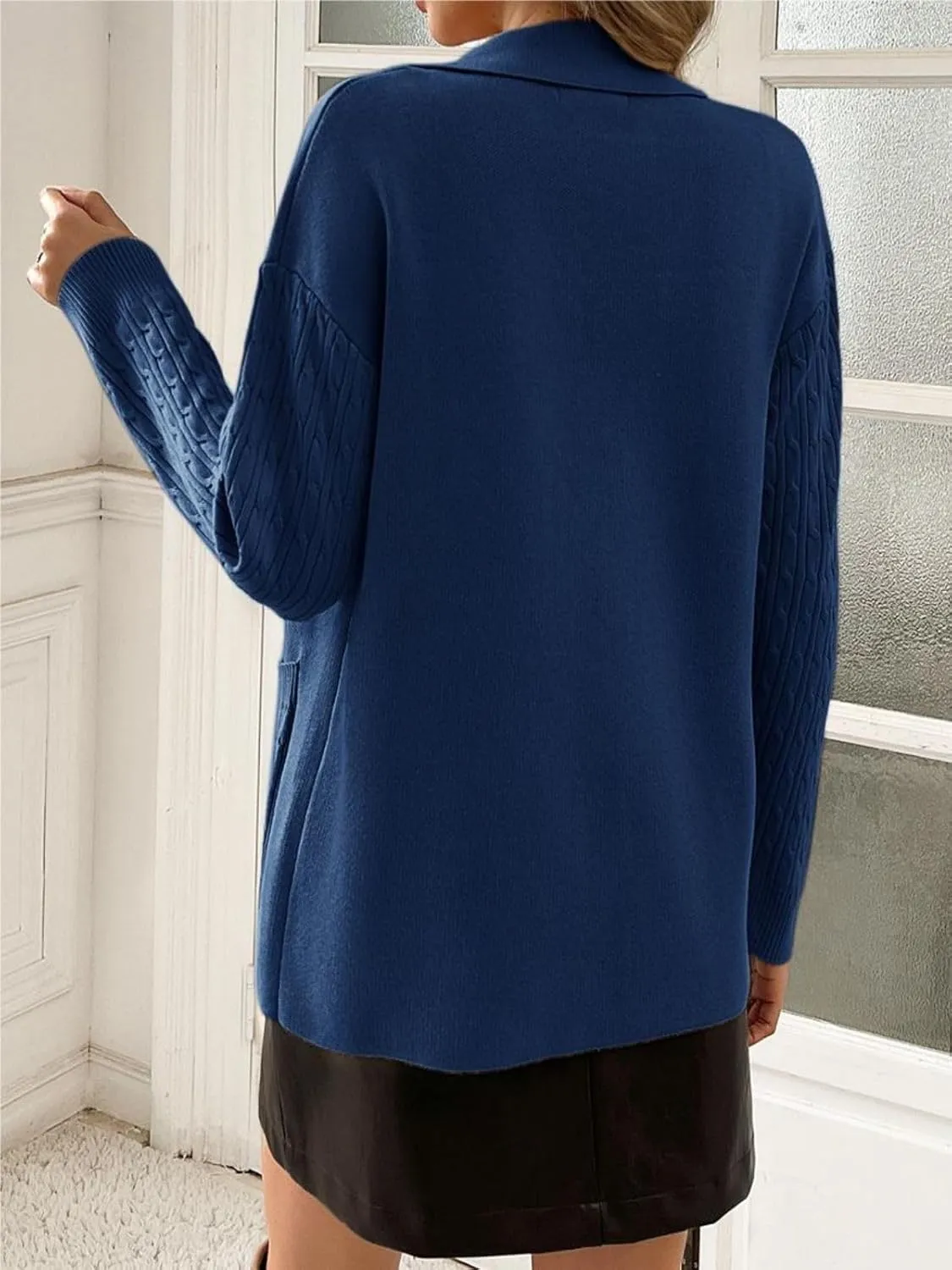 Kate Kasin Women Sweater Blazer Casual Office Business Work Jacket Knit Blazer Sweater Coat S-2xl